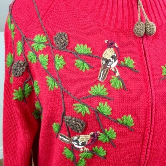 Vintage Bird Sweater Zip Front Size Large - Picture 3 of 10
